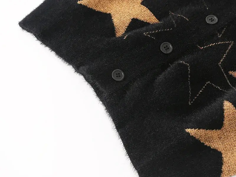 Five Point Star Knitted Cardigan Sweater