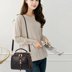 PU Zipper Shoulder Crossbody Top Handle Bag