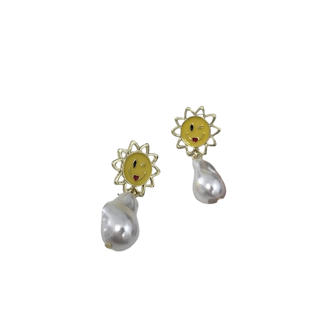 Fresh Pearl Earrings - White-Yellow