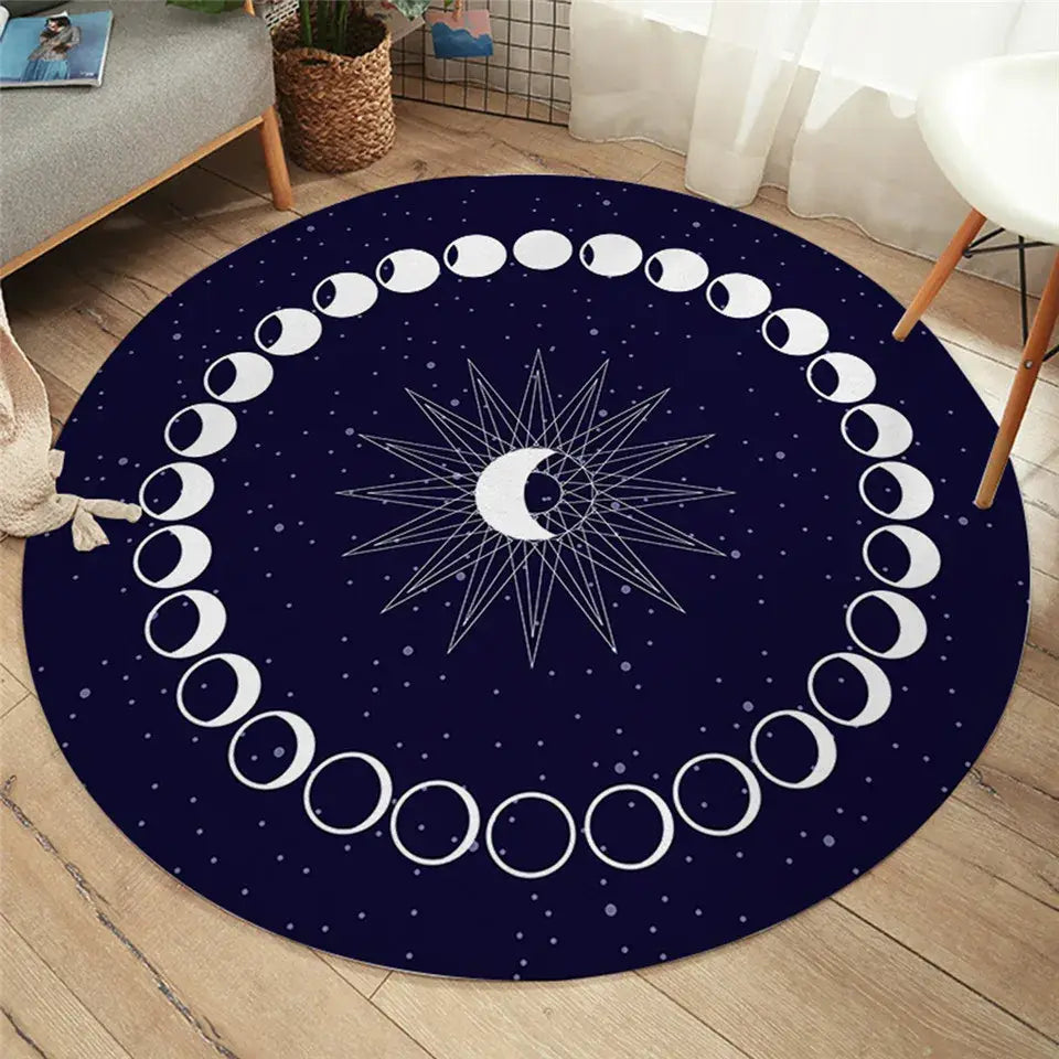 Moon Phase Galaxy Round Carpet