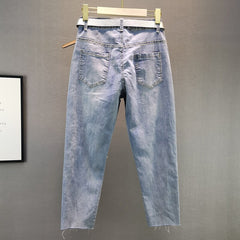 Hole High Waist Denim Cross Vintage Jeans