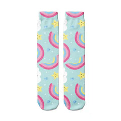 Happy Rainbow Clouds Unicorn Funny Middle Socks