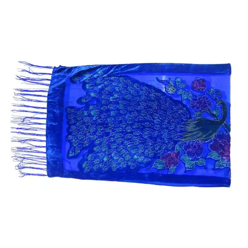 Shawl Double Peacock Silk Pashmina Tassel Cloak Poncho