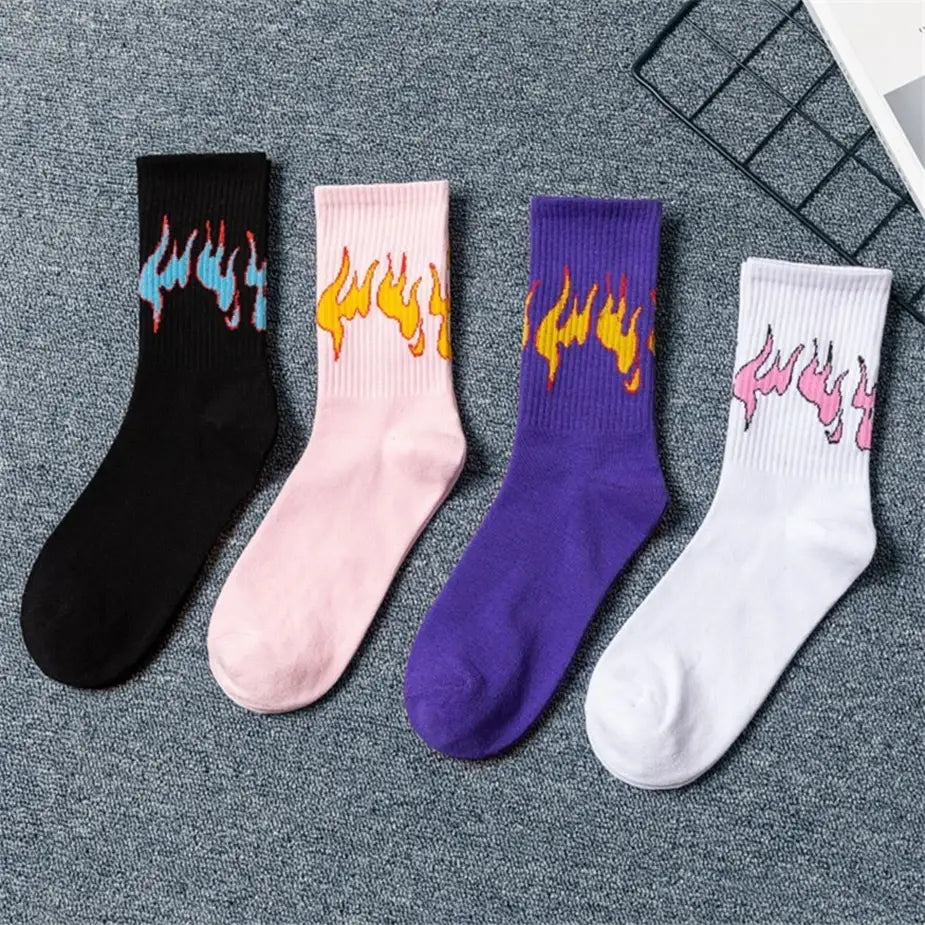 Fashion Hip Hop Flame Blaze Sock