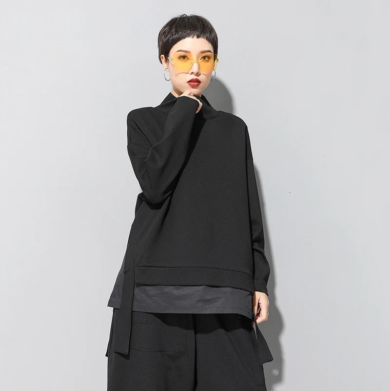 Asymmetrical Turtleneck Oversized Sweatshirt