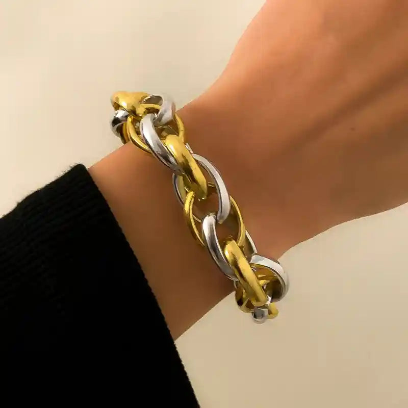 Thick Braided Bracelets Gold Color