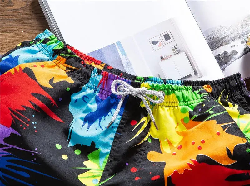 Ink Blow Colorful Swim Suit Short