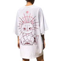 Thumbnail for Gothic Lucky Cat Oversize T-shirt - White / One Size -