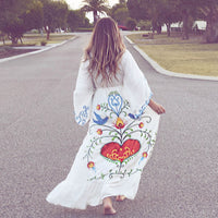 Thumbnail for Embroidery Flowers Retro Tassel Dress