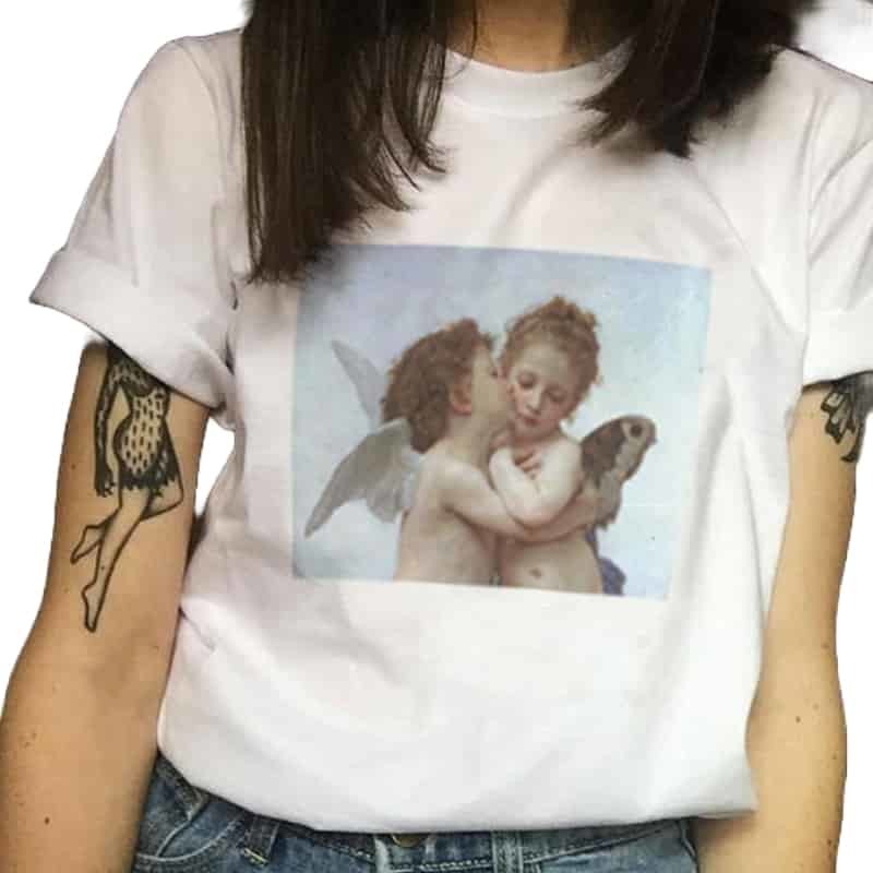 Vogue Baby Angel Kiss Aesthetic T-Shirt - S / White