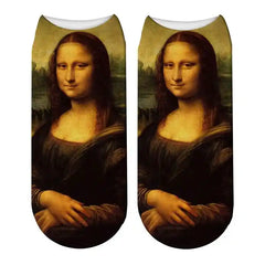 3D Art Hoe Cotton Socks with Oil Painting Character Portrait