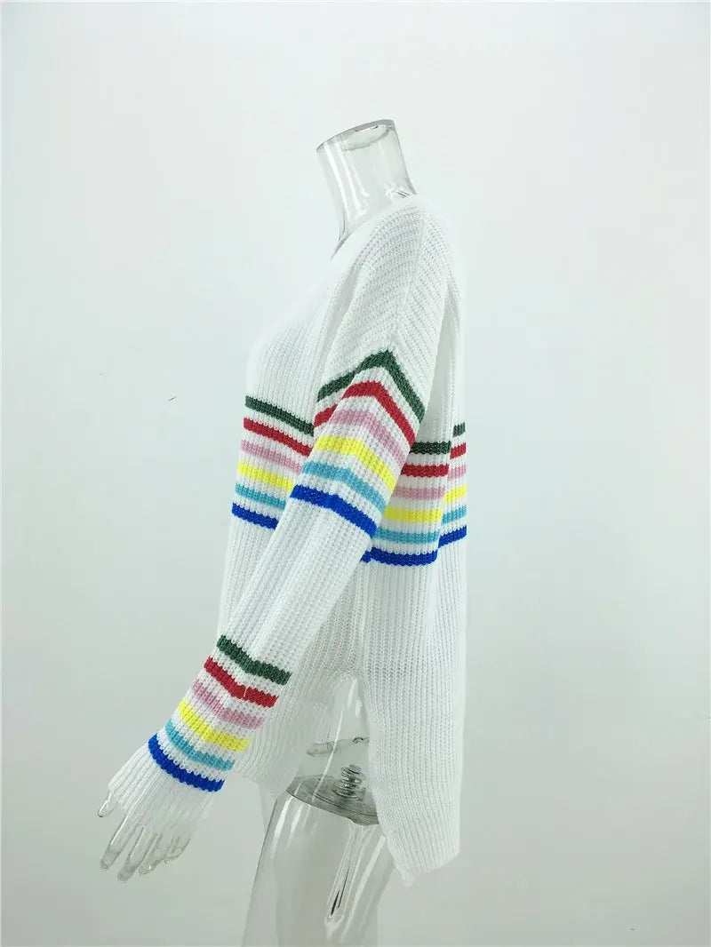 Rainbow Striped Knitted Sweater