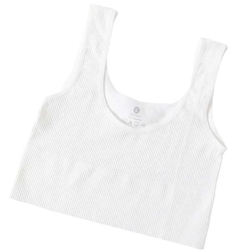 Seamless Crop Top With Ribbed Design - White / M - Short