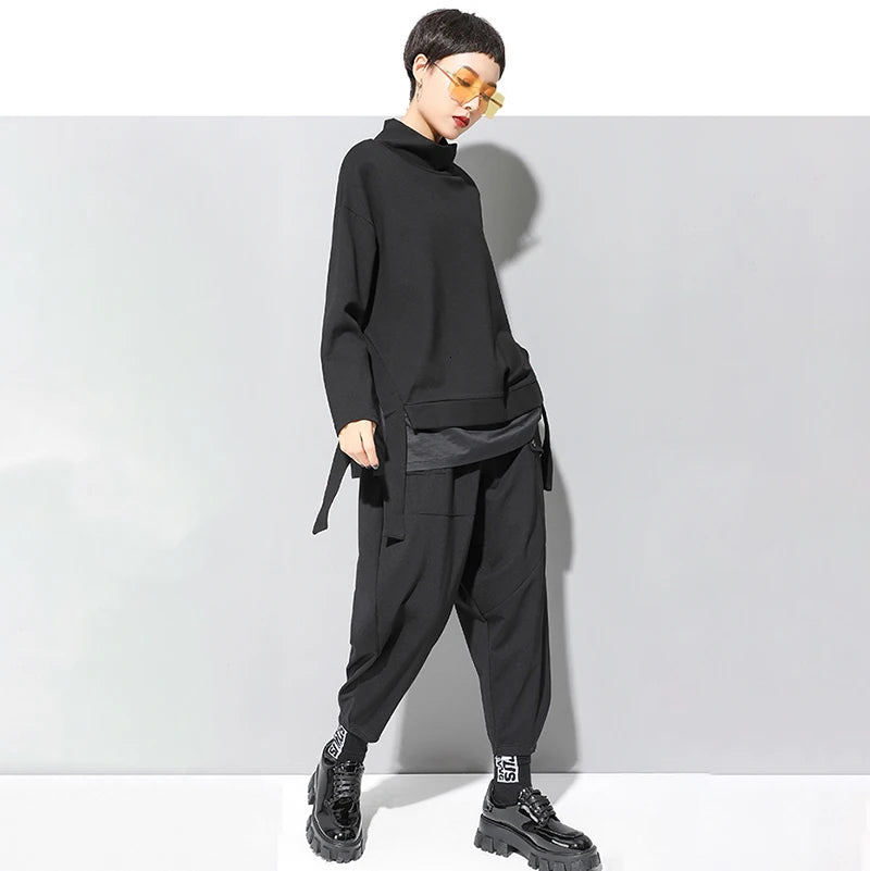 Asymmetrical Turtleneck Oversized Sweatshirt