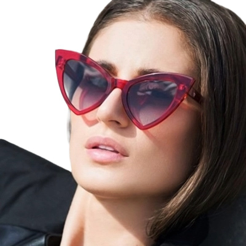 Classic Vintage Cat Eye Sunglasses - Dark Red / One Size