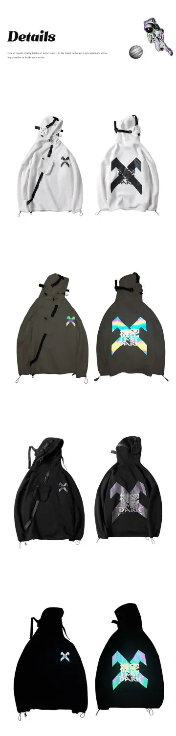 Futuristic Streetwear Laser Reflection Hoodie