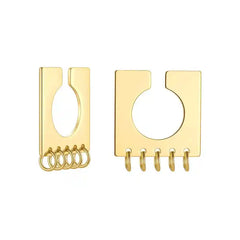 Gold-Color Geometric Square Cuff Stainless Steel Earrings