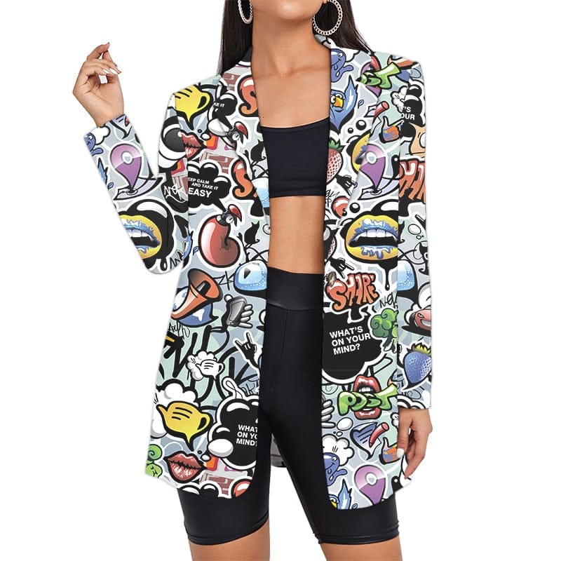 Übergroße Blazer mit 3D-Graffiti-Print