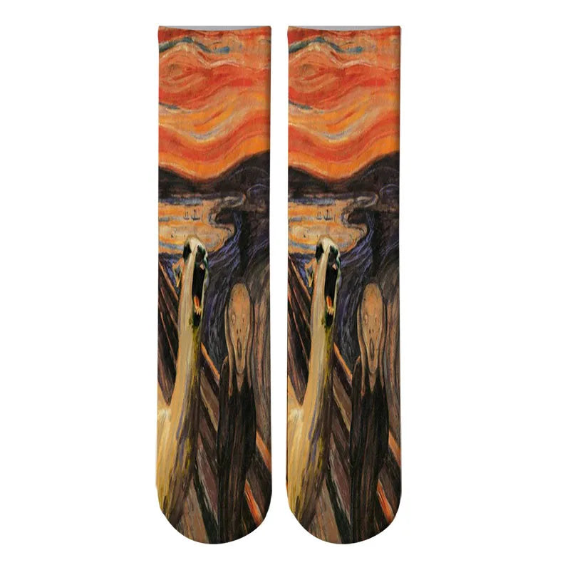 Monet's Starry Night Art Oil Painting Socks Comfortable