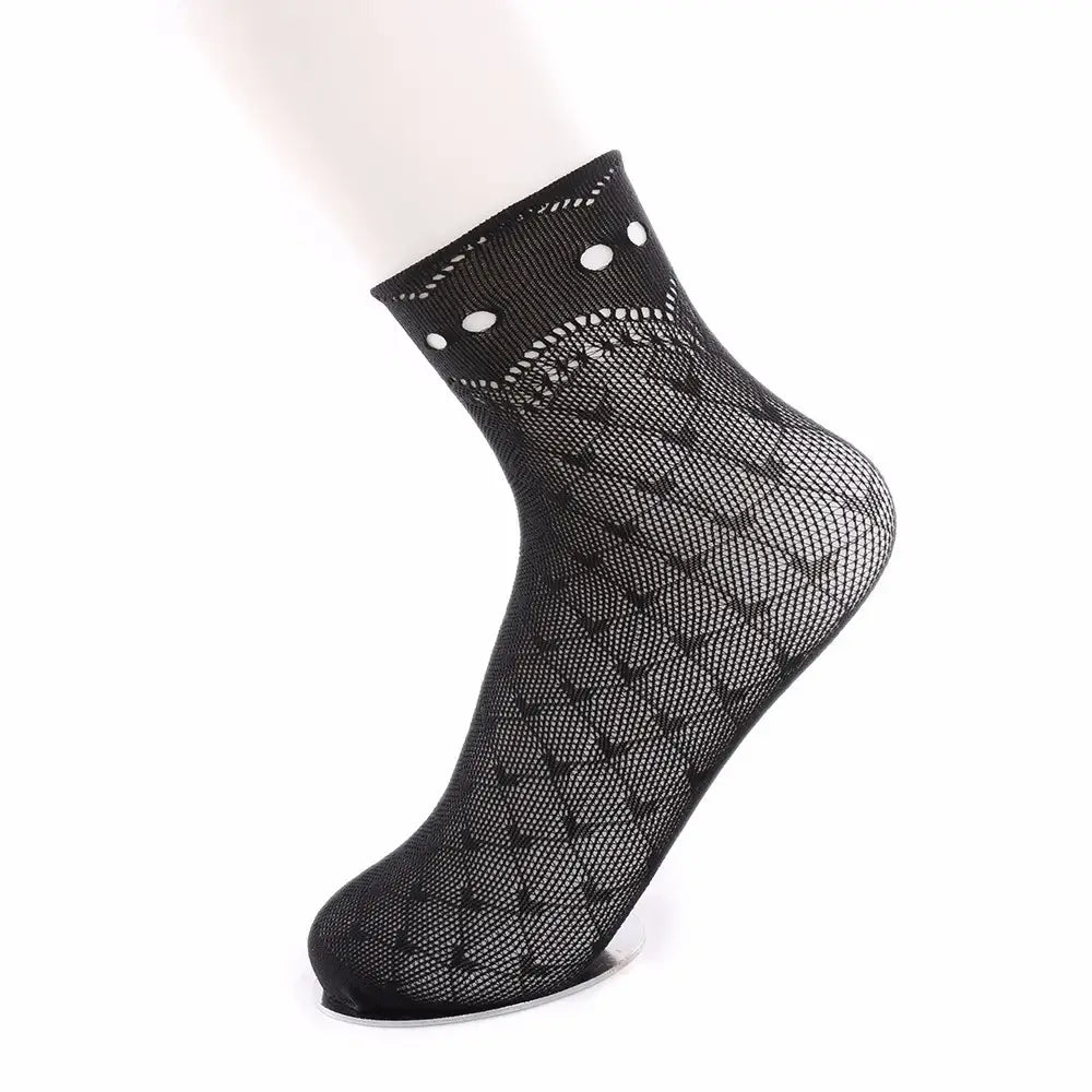 Elegant Lace Ruffle Fishnet Mesh Short Socks