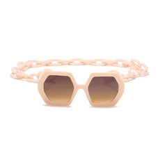 Polygonal Chain Sunglasses - Beige-Brown / One Size
