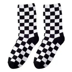 Hip Hop Style Cotton Socks With Geometric Smiley Face Design