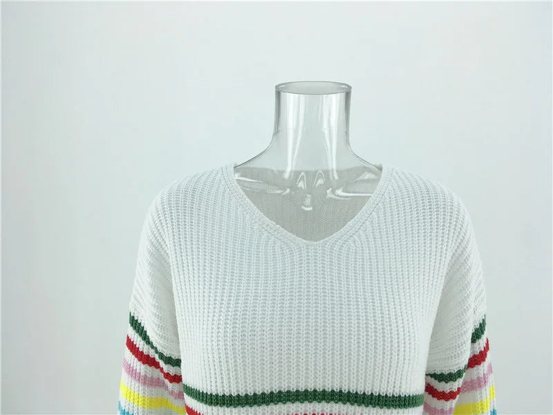 Rainbow Striped Knitted Sweater