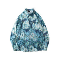 Thumbnail for Floral Full Printed Long Sleeve Shirt - Blue / M - Shirts