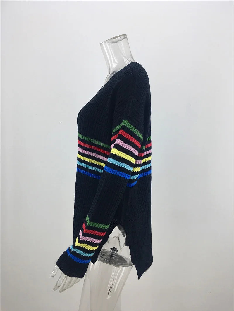 Rainbow Striped Knitted Sweater