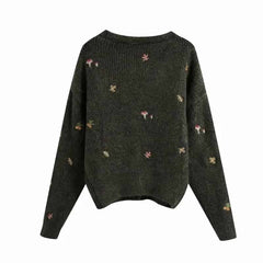 Mushroom Long Sleeve V Neck Cardigan - Sweaters