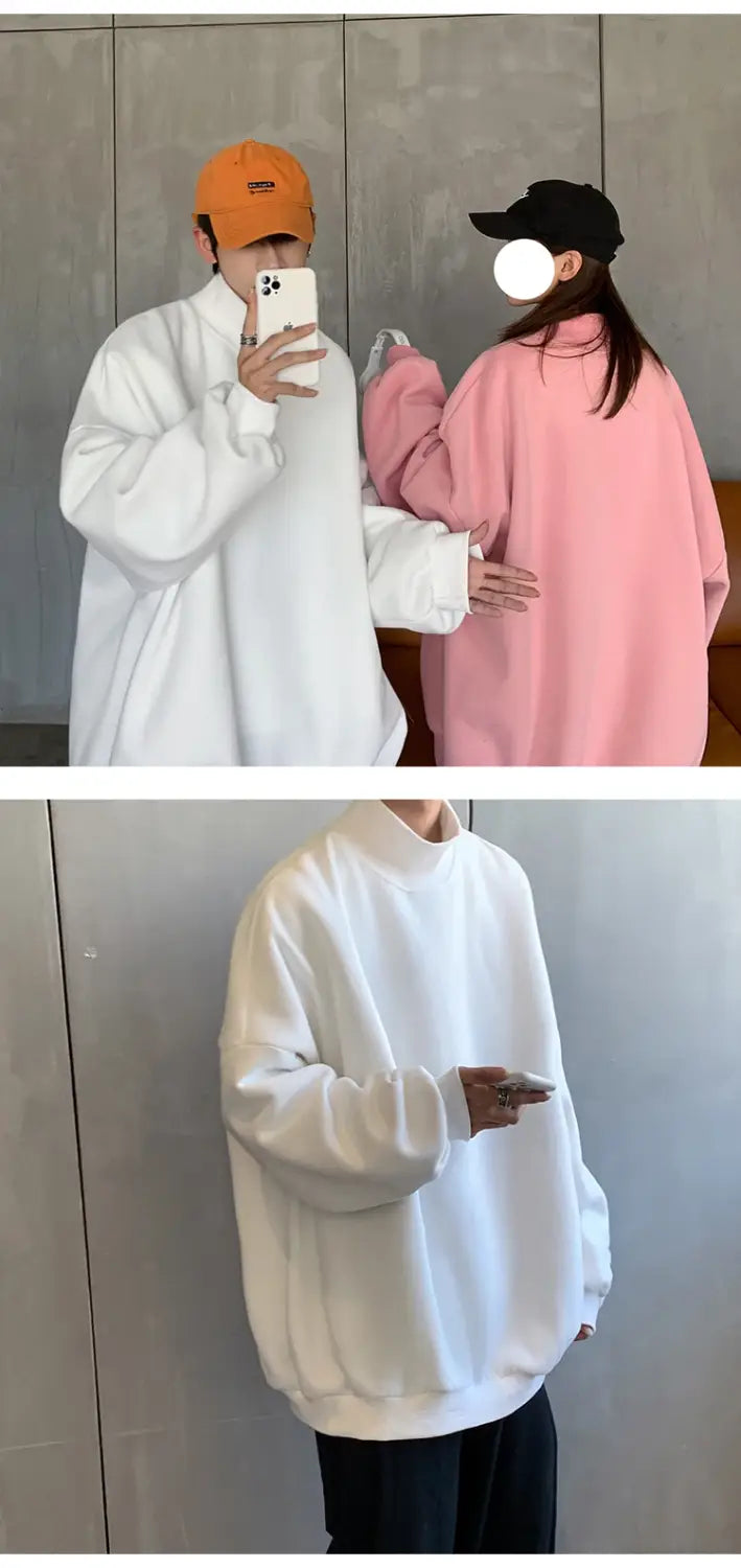 Korean Fashion Stand-up Collar Pastel Sweatshirt