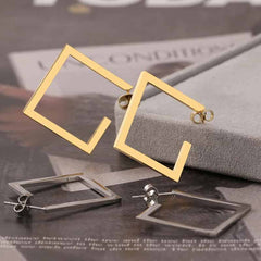 Geometric Stainless Steel Square Hoop Earrings