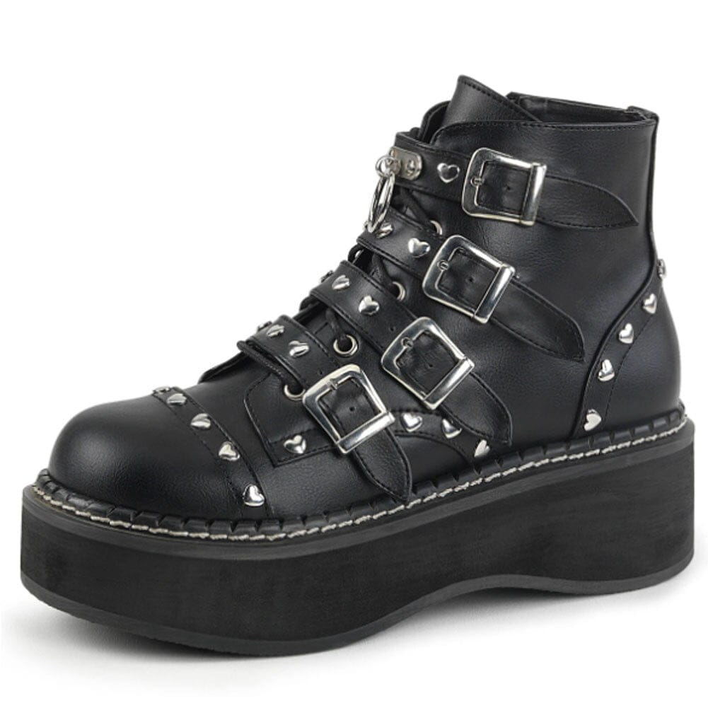 Buckle Lace-Up Zipper Heart Decoration Ankle Boots