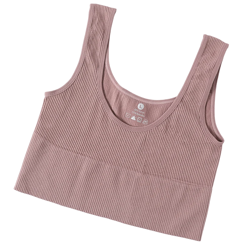 Seamless Crop Top With Ribbed Design - Bean Pastel / M -