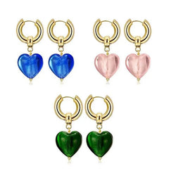 Heart Stainless Steel Dangle Hoop Earring