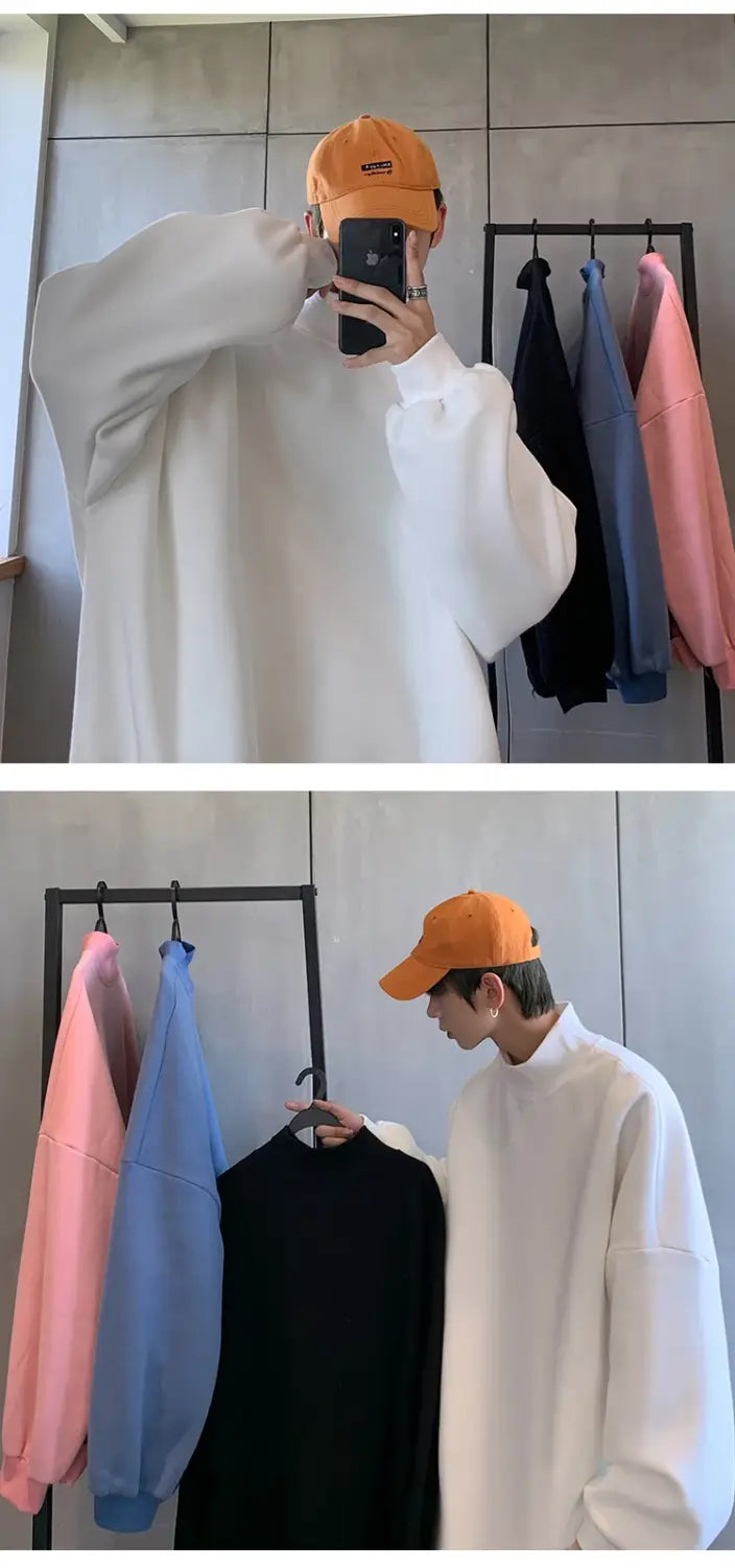 Korean Fashion Stand-up Collar Pastel Sweatshirt