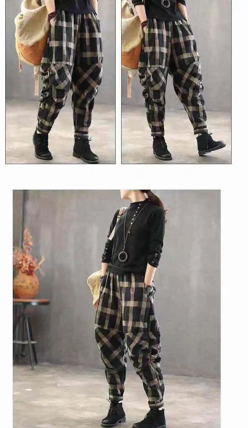 Vintage Checkered Pattern Pants