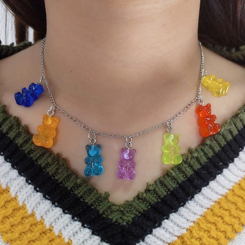 Regenbogenfarbene süße Gummibärchen-Halskette
