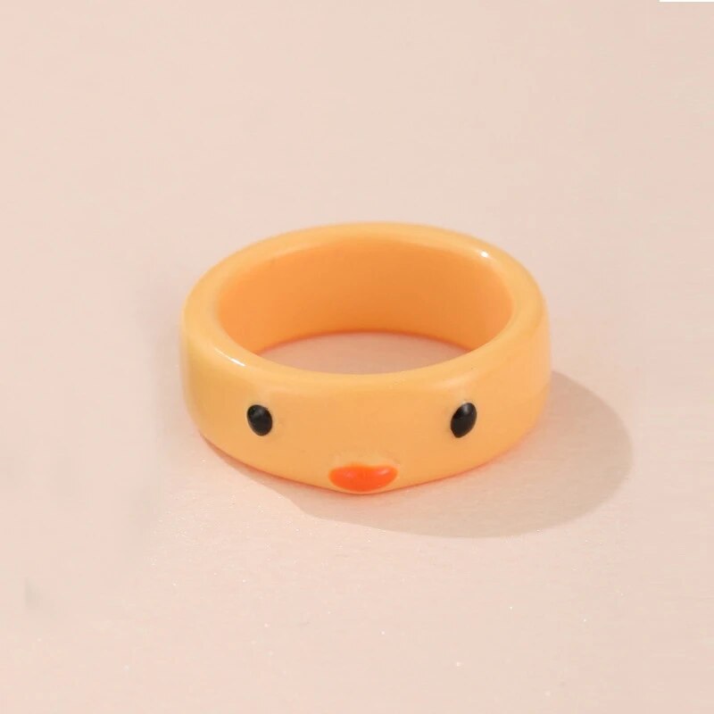 Happy Frog Plastic Ring - Orange - Rings