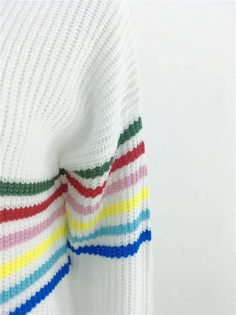 Rainbow Striped Knitted Sweater