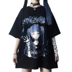Gothic Anime Girl Loose T-Shirt
