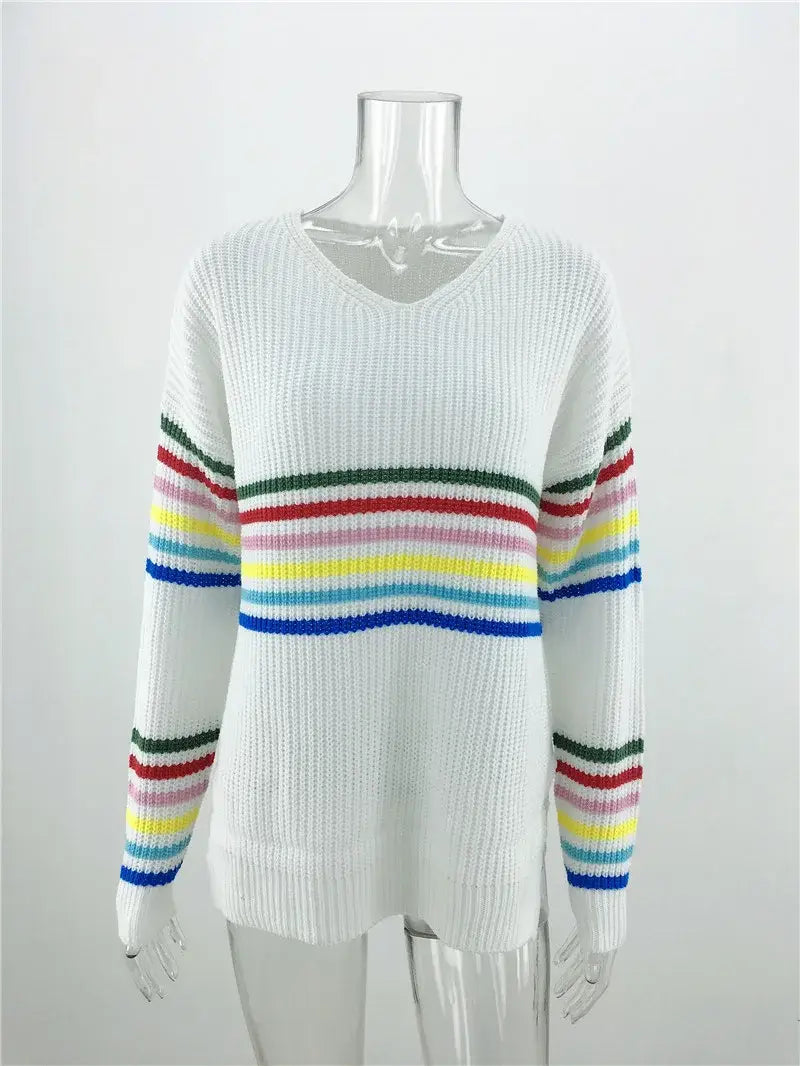 Rainbow Striped Knitted Sweater