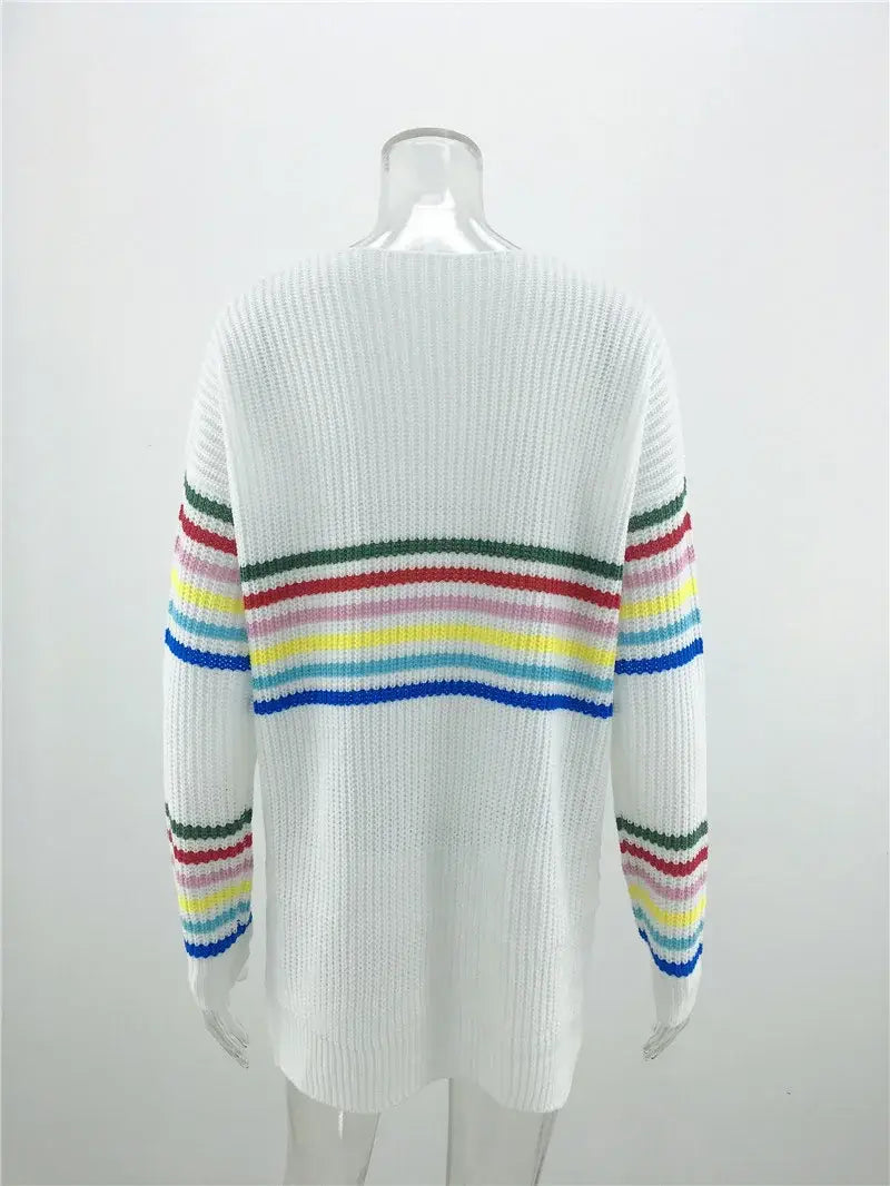 Rainbow Striped Knitted Sweater