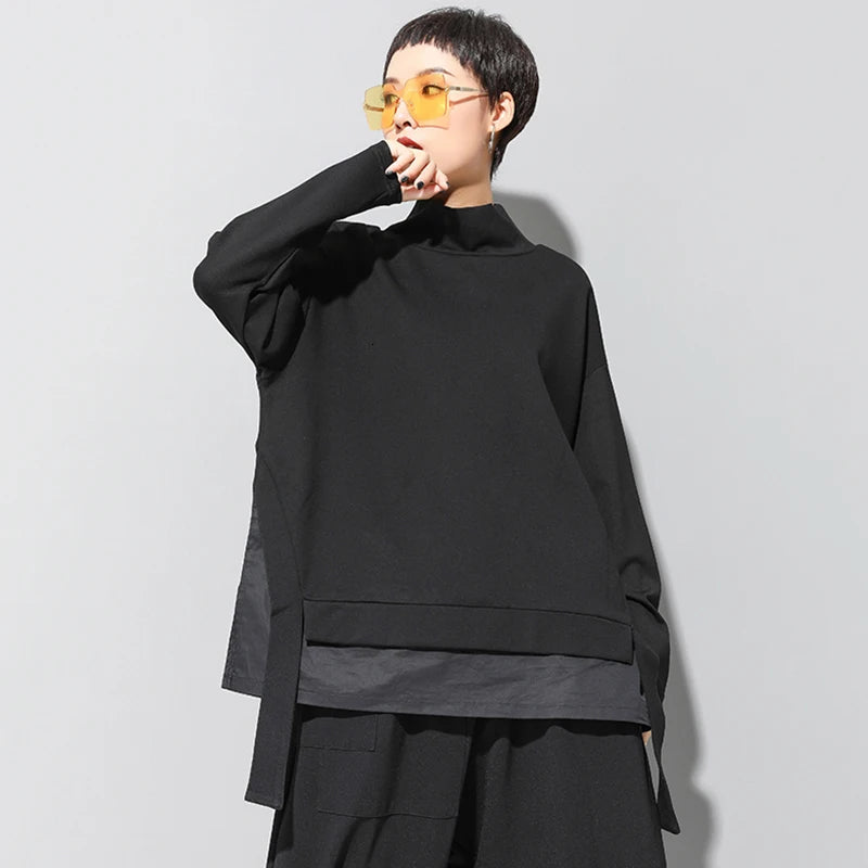 Asymmetrical Turtleneck Oversized Sweatshirt