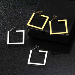 Geometric Stainless Steel Square Hoop Earrings