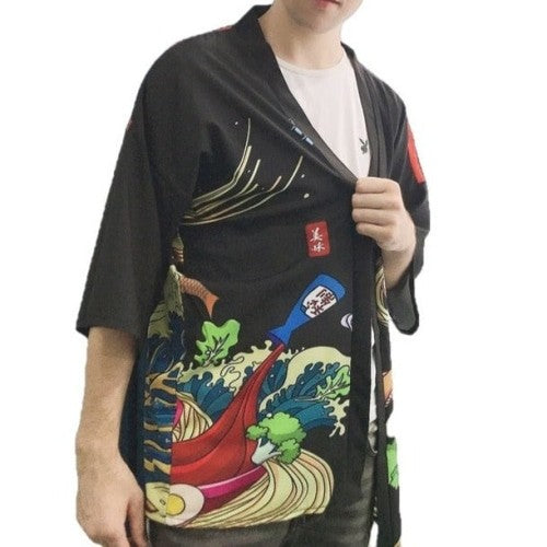 Angry Ramen 3/4 Sleeve Kimono - KIMONO