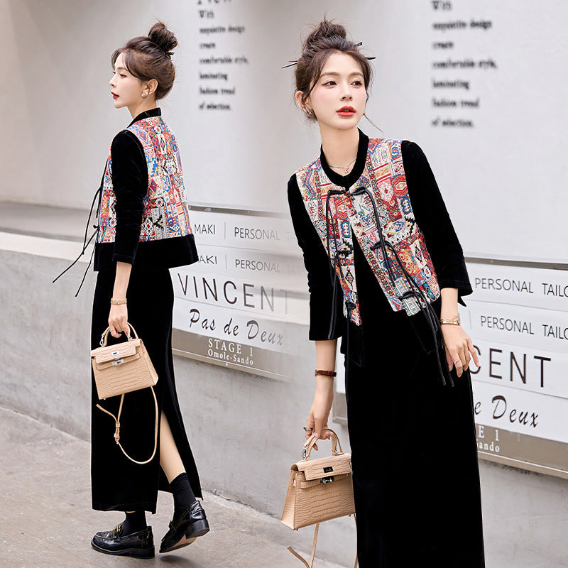 Chinese Style Dress Autumn Elegant Embroidered Three-piece Suit - view 6