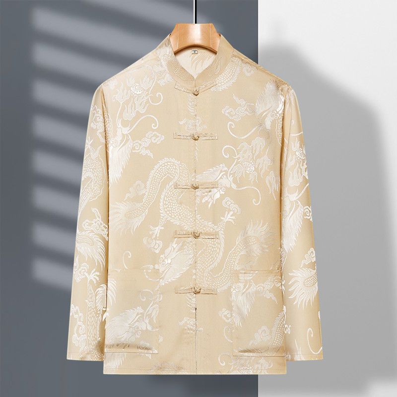 Spring And Summer Middle-aged And Elderly Tang Dress Long-sleeved Silk - view 3