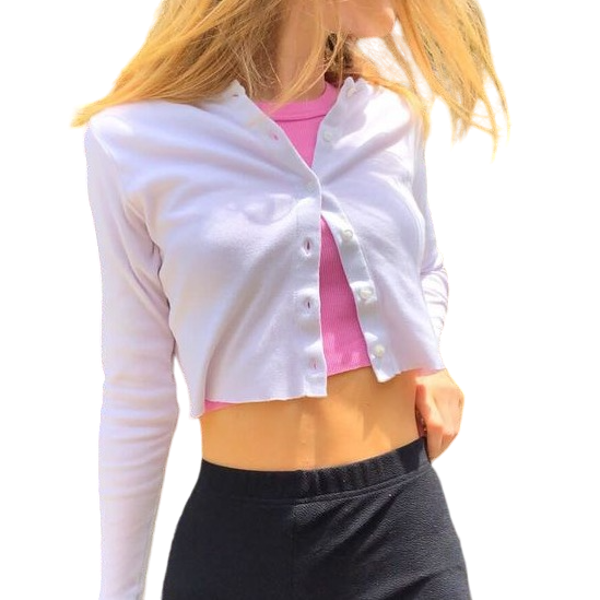 Knitted Stretch Cardigan Crop Top - White / S - crop top