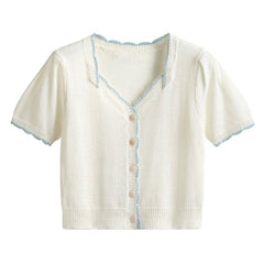 Thick Thread Gentle Lace Top - White / One size